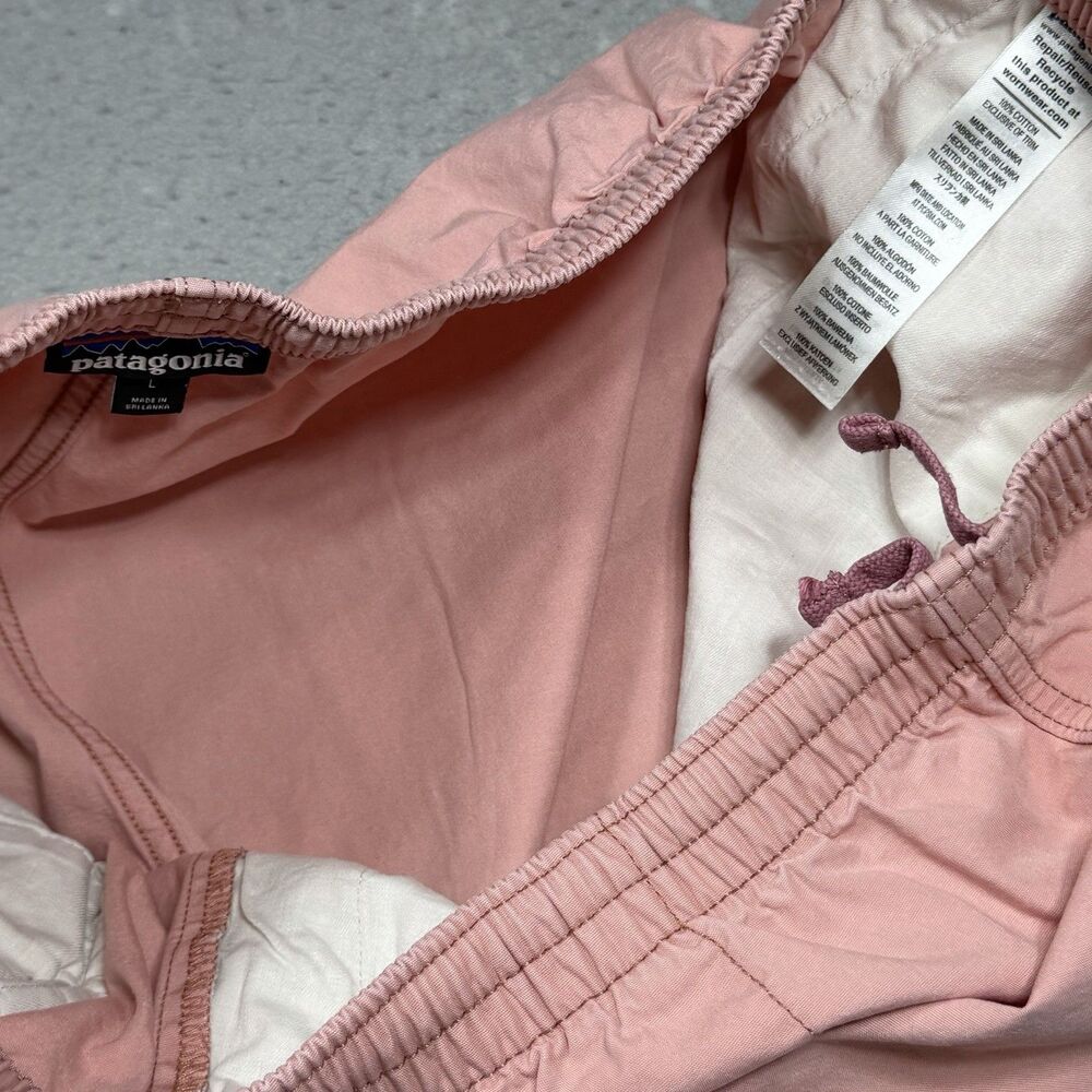 Patagonia Shorts Men Large Pink Funhoggers Khaki Elastic Waist Cotton 3 Pockets - Picture 12 of 16